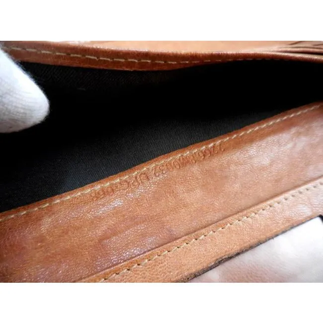 Fendi Cognac Brown Leather With Large B Buckle Xl Wallet