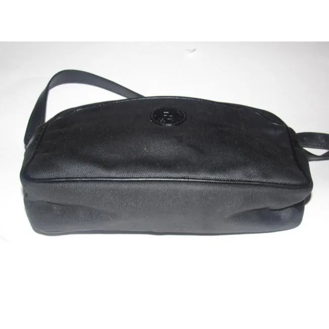 Fendi Vintage Pursesdesigner Purses Black Leather And Black Canvas Cross Body Bag