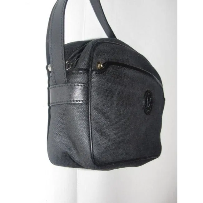 Fendi Vintage Pursesdesigner Purses Black Leather And Black Canvas Cross Body Bag