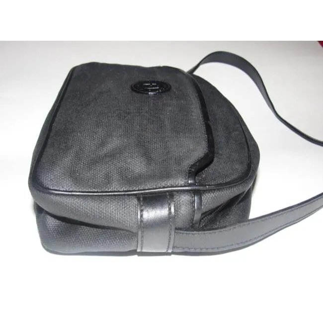 Fendi Vintage Pursesdesigner Purses Black Leather And Black Canvas Cross Body Bag