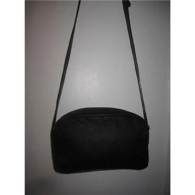 Fendi Vintage Pursesdesigner Purses Black Leather And Black Canvas Cross Body Bag