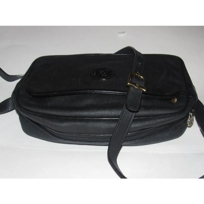 Fendi Vintage Pursesdesigner Purses Black Leather And Black Canvas Cross Body Bag