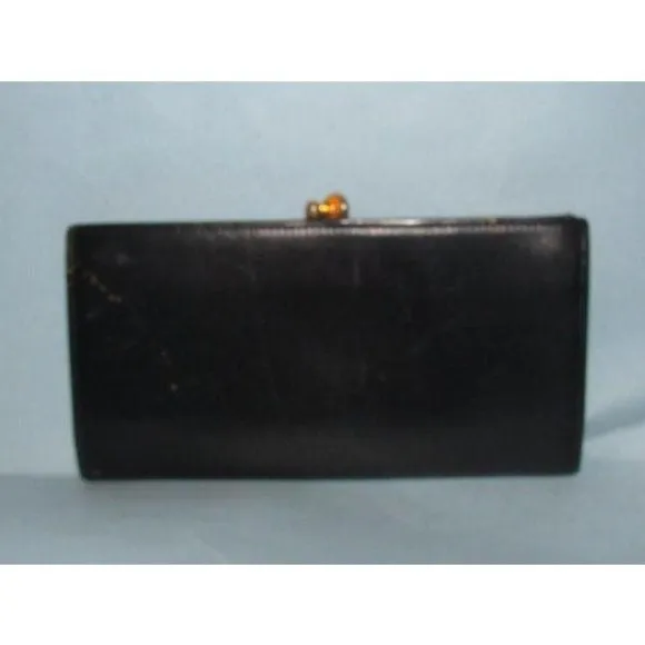 Ferragamo Vintage Navy Blue Glossy Tri-fold Wallet