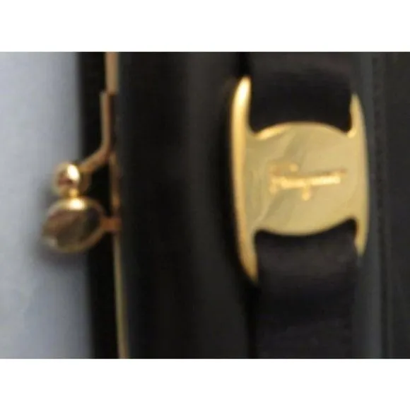 Ferragamo Vintage Navy Blue Glossy Tri-fold Wallet