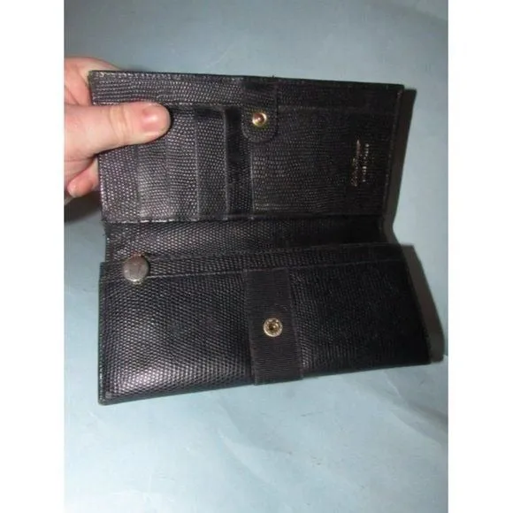 Ferragamo Vintage Navy Blue Glossy Tri-fold Wallet