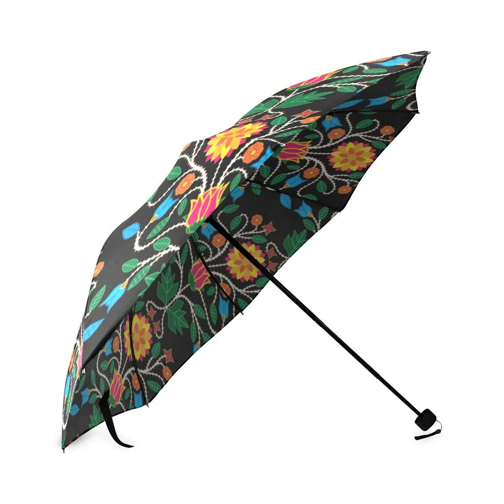 Floral Beadwork Four Clans Foldable Umbrella