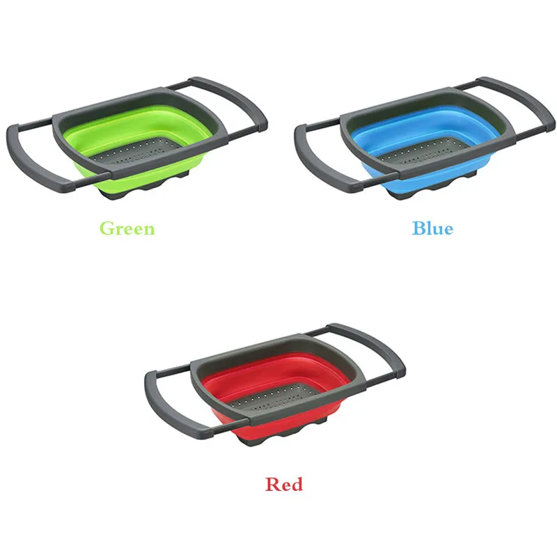 Foldable Colander Drain Folding Baskets Collapsible Kitchen