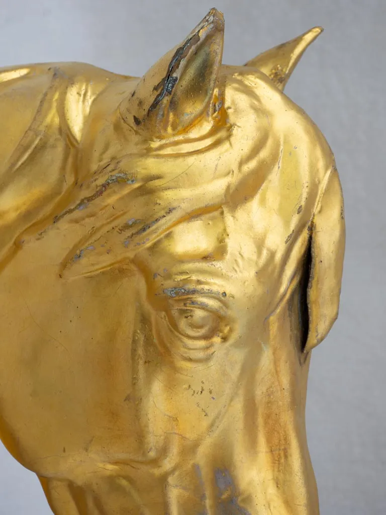 Gilded zinc horse head from stables - 19th century