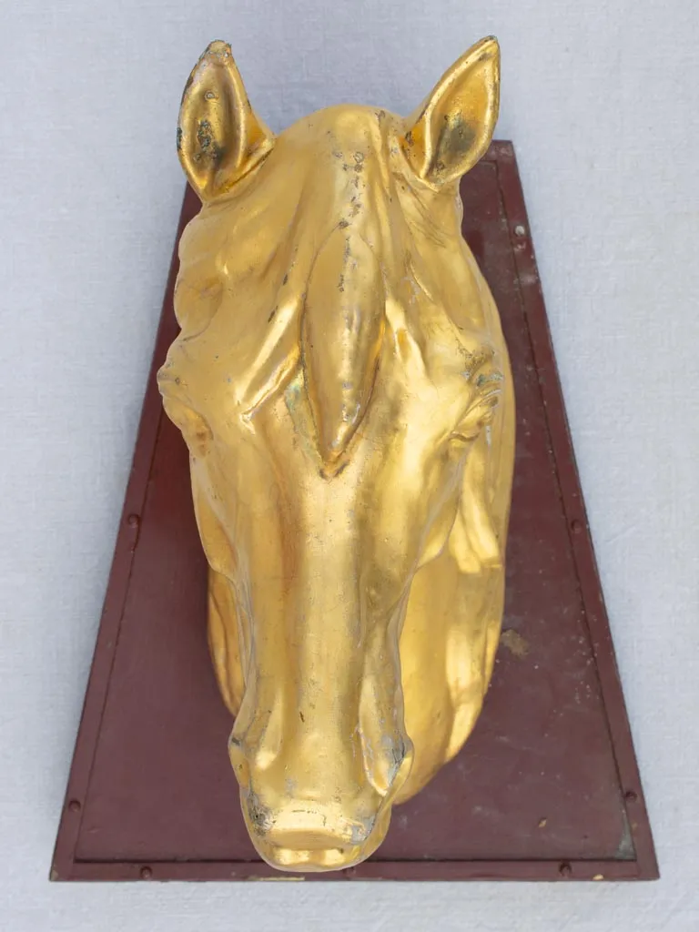 Gilded zinc horse head from stables - 19th century