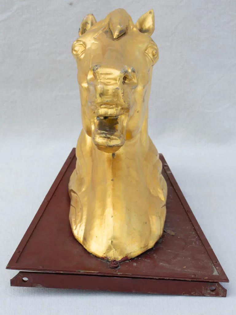 Gilded zinc horse head from stables - 19th century