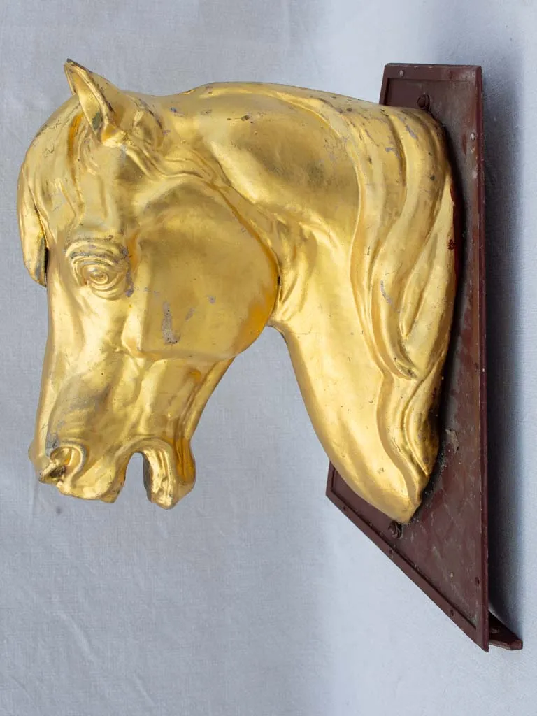Gilded zinc horse head from stables - 19th century