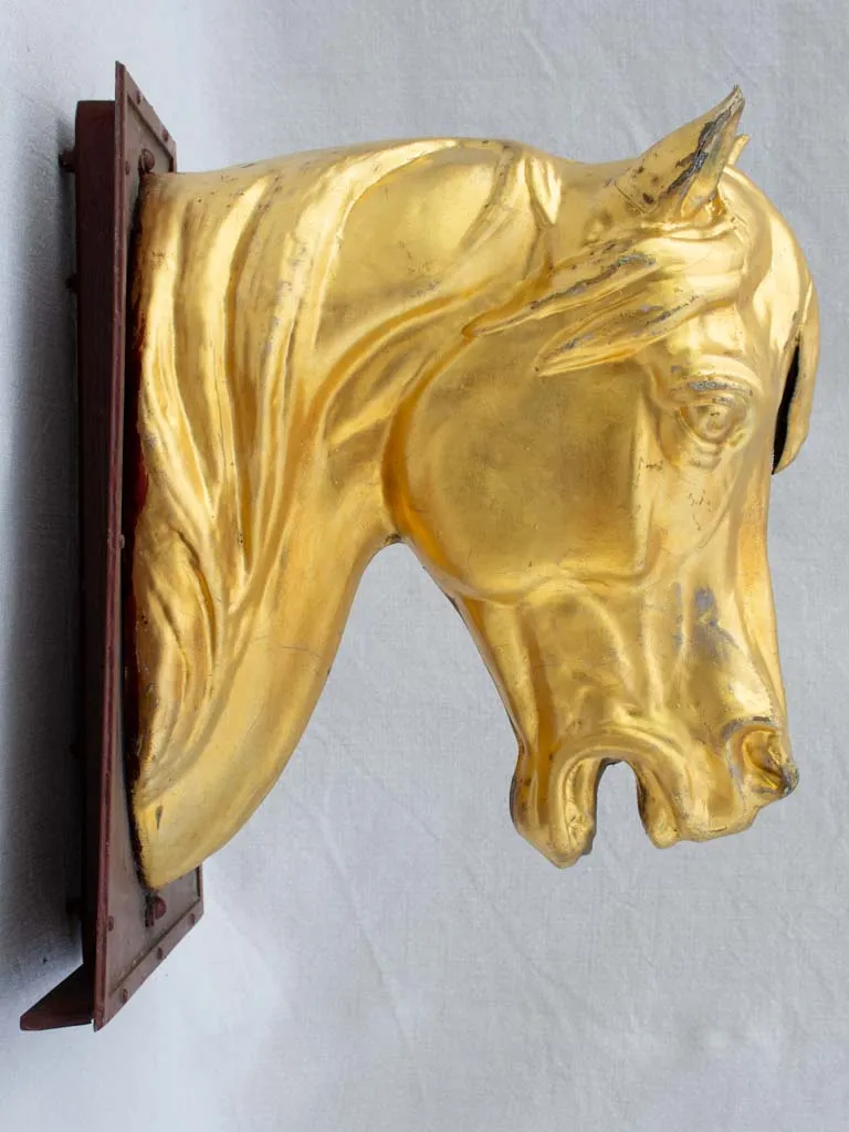 Gilded zinc horse head from stables - 19th century
