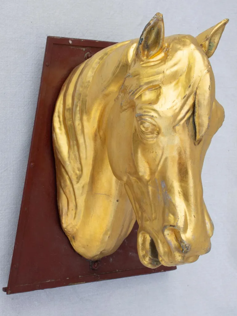 Gilded zinc horse head from stables - 19th century