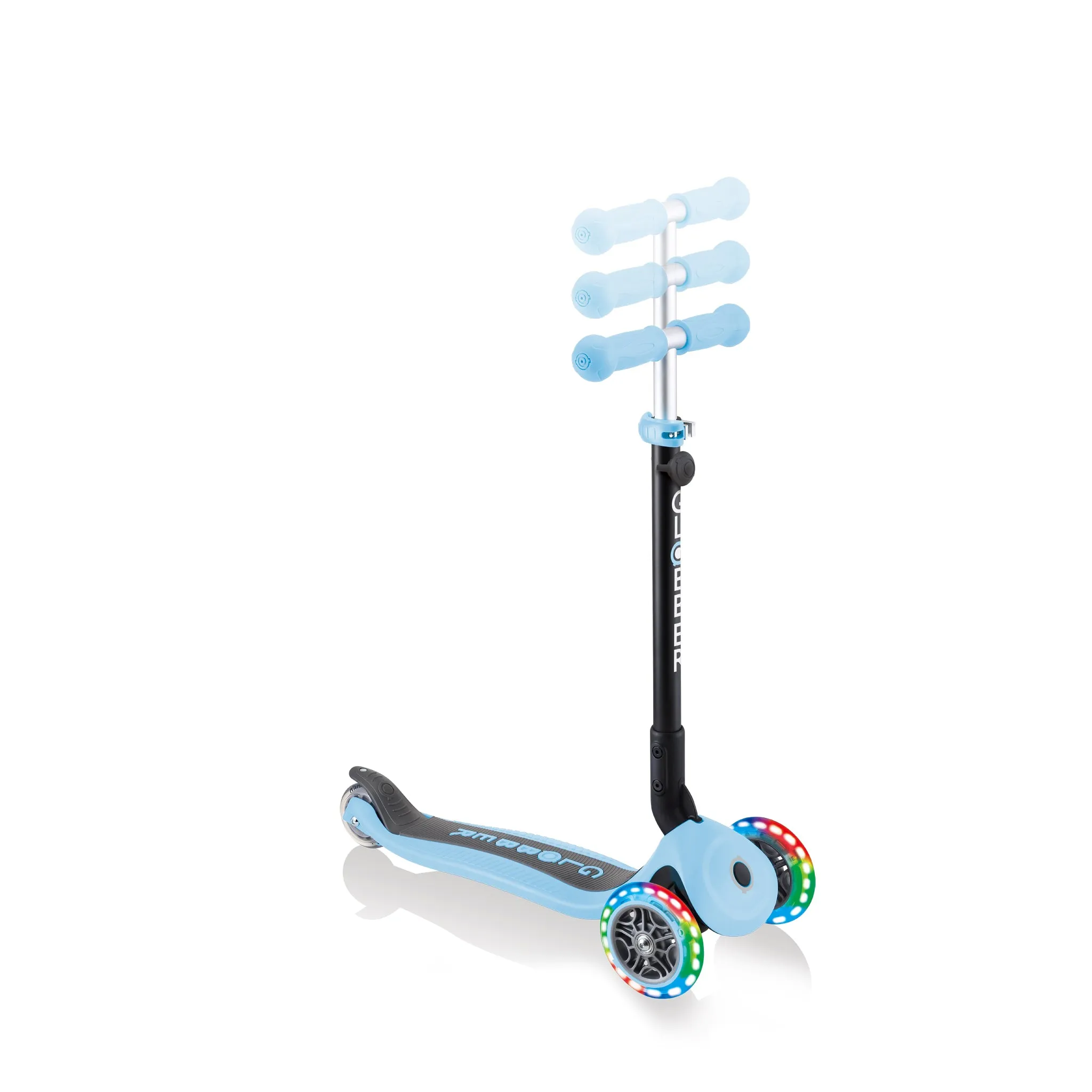Globber Go Up Foldable Plus Lights Scooter - Pastel Blue (15m – 7y)