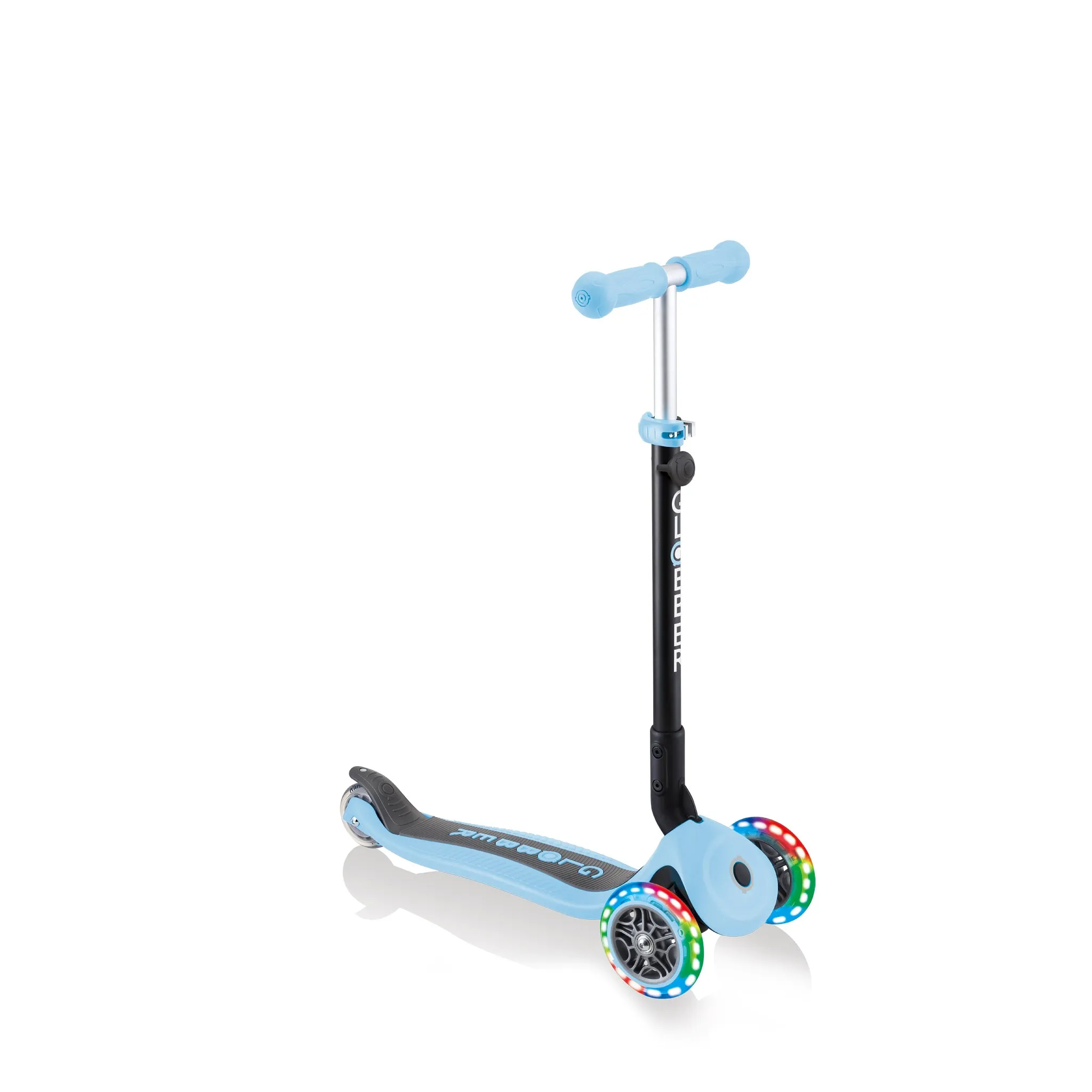 Globber Go Up Foldable Plus Lights Scooter - Pastel Blue (15m – 7y)