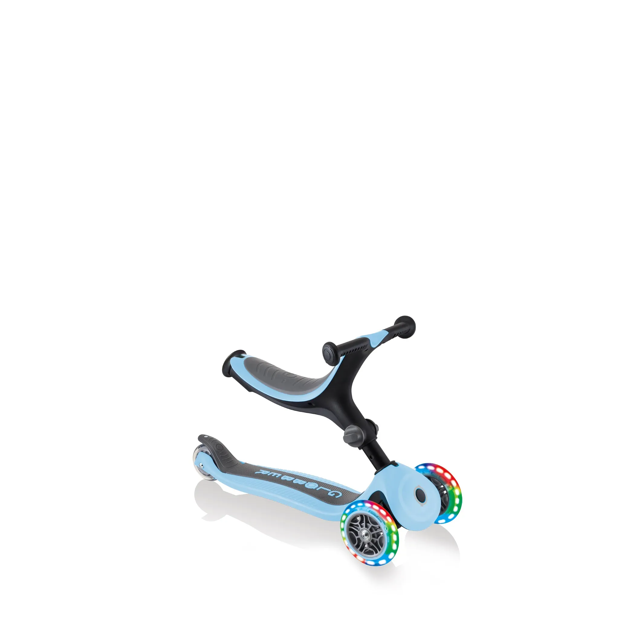 Globber Go Up Foldable Plus Lights Scooter - Pastel Blue (15m – 7y)