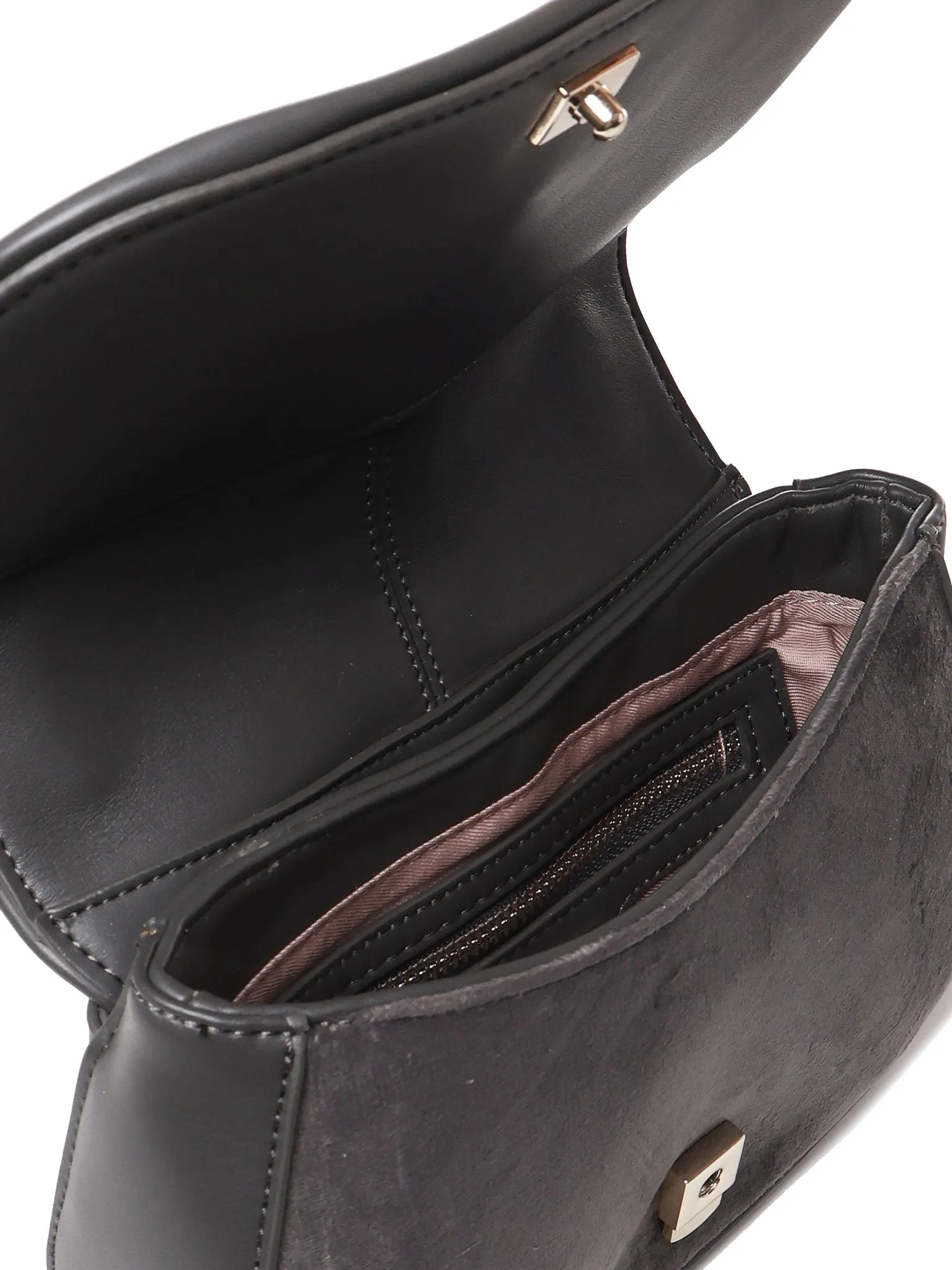Grey Shoulder Bag with Padlock