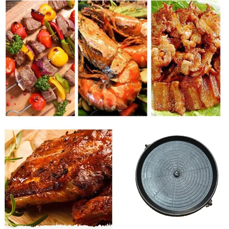 Grill Pan Non-stick Smokeless Barbecue Tray Stovetop Plate for Indoor