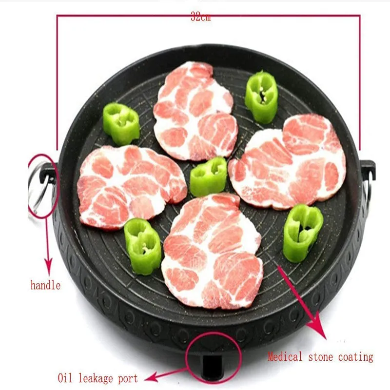 Grill Pan Non-stick Smokeless Barbecue Tray Stovetop Plate for Indoor