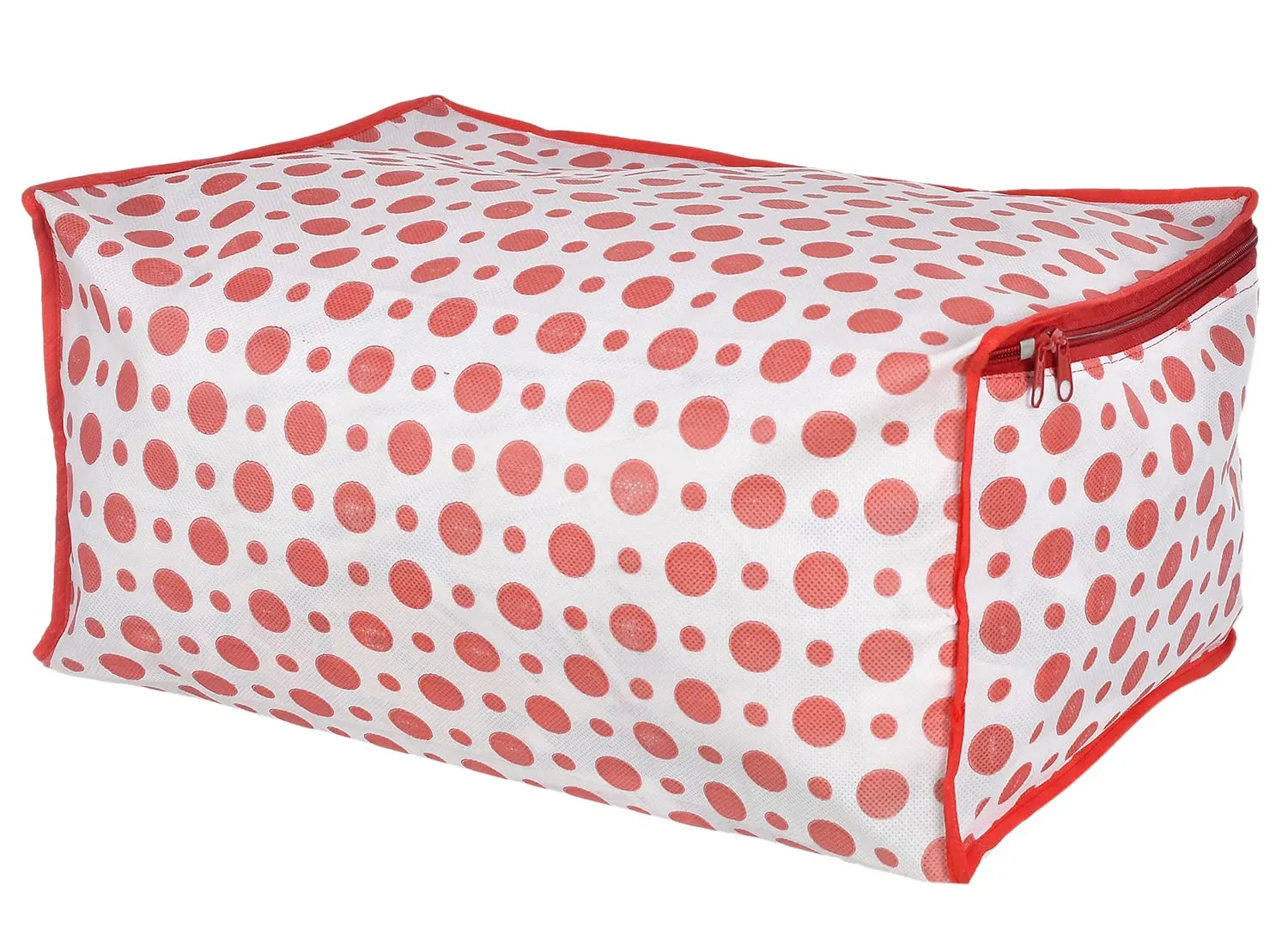 Heart Home Dot Printed Foldable, Lightweight Non-Woven Saree Cover/Organizer With Tranasparent Window- Pack of 10 (Pink)-46HH0487