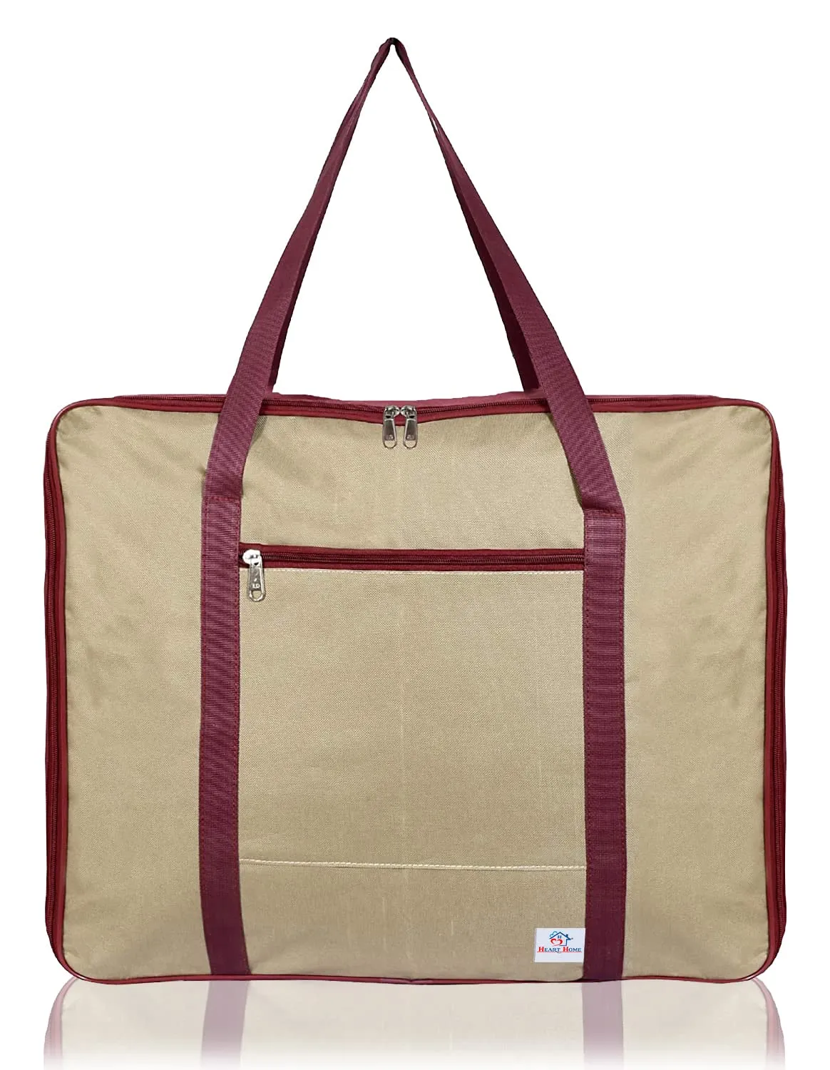 Heart Home Moisture Proof Wardrobe Organizer Storage Bag For Clothes With Zipper Closure and Handle (Brown & Maroon)-HS43HEARTH26665