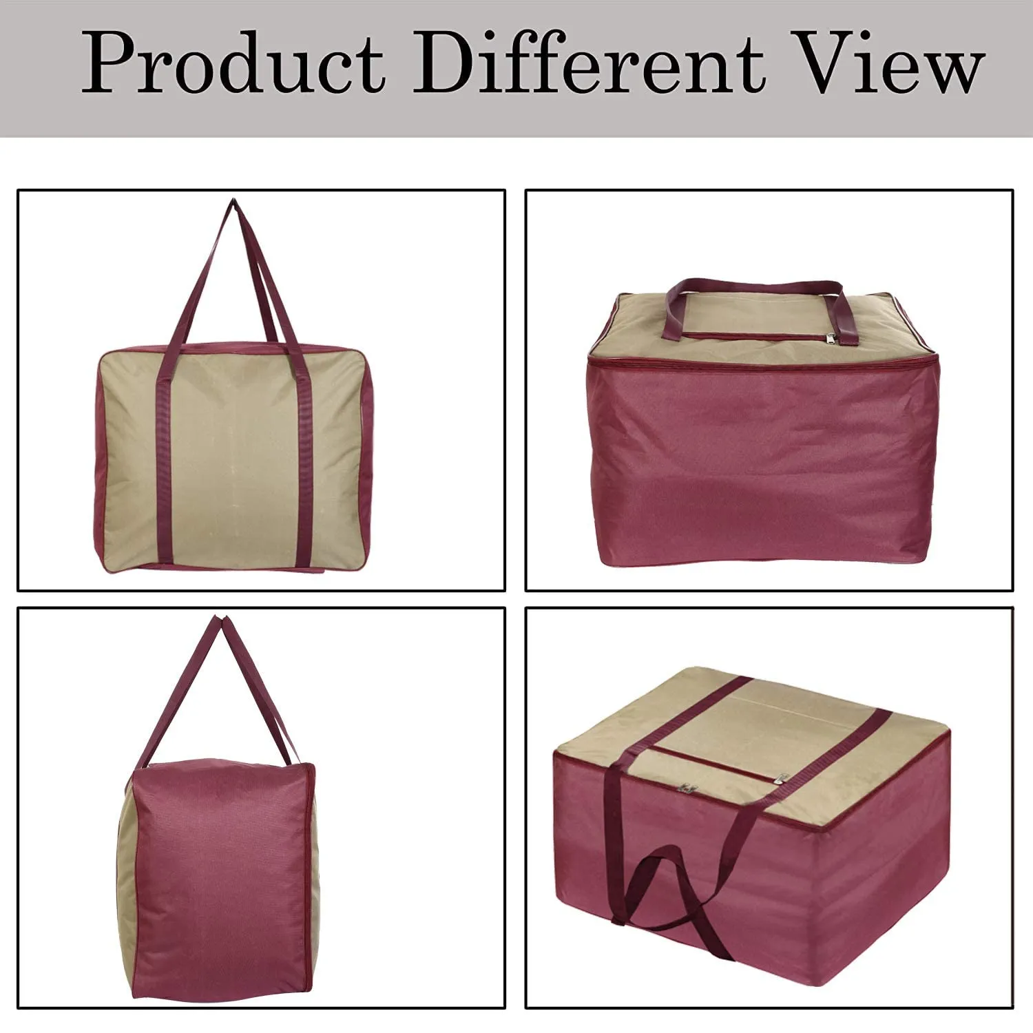 Heart Home Moisture Proof Wardrobe Organizer Storage Bag For Clothes With Zipper Closure and Handle (Brown & Maroon)-HS43HEARTH26665