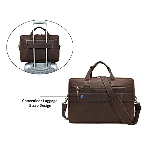 Hespary Vintage Genuine Leather Briefcase Messenger Laptop Bag