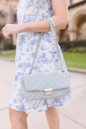 Kelly Denim Quilted Crossbody Purse Blue