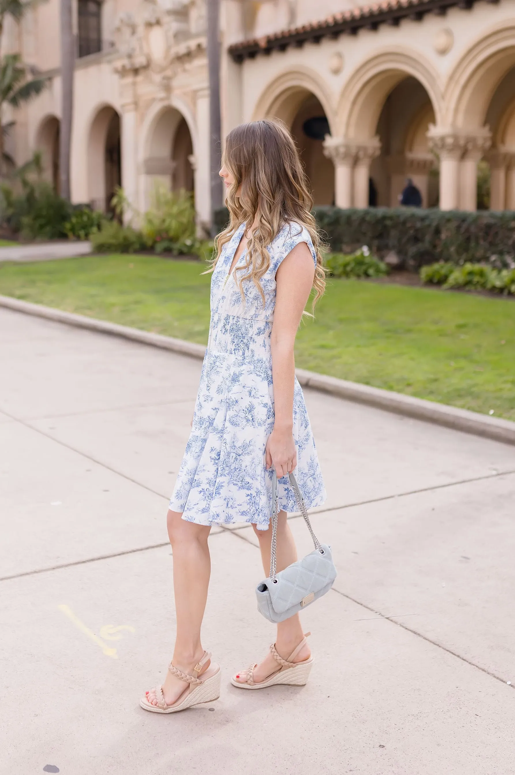 Kelly Denim Quilted Crossbody Purse Blue