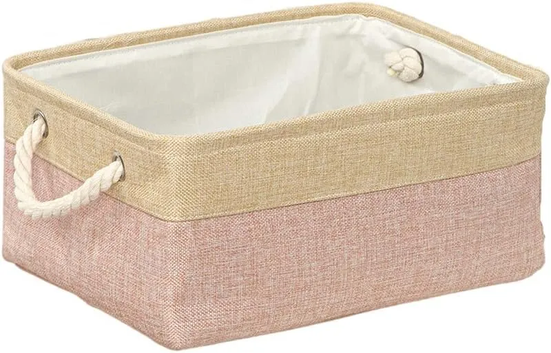 Kuber Industries 15 Pcs Stackable Storage Basket|Foldable Toy Storage Bin|Wardrobe Organizer For Clothes|3 Different Sizes (Brown & Cream) (Pack Of 5)