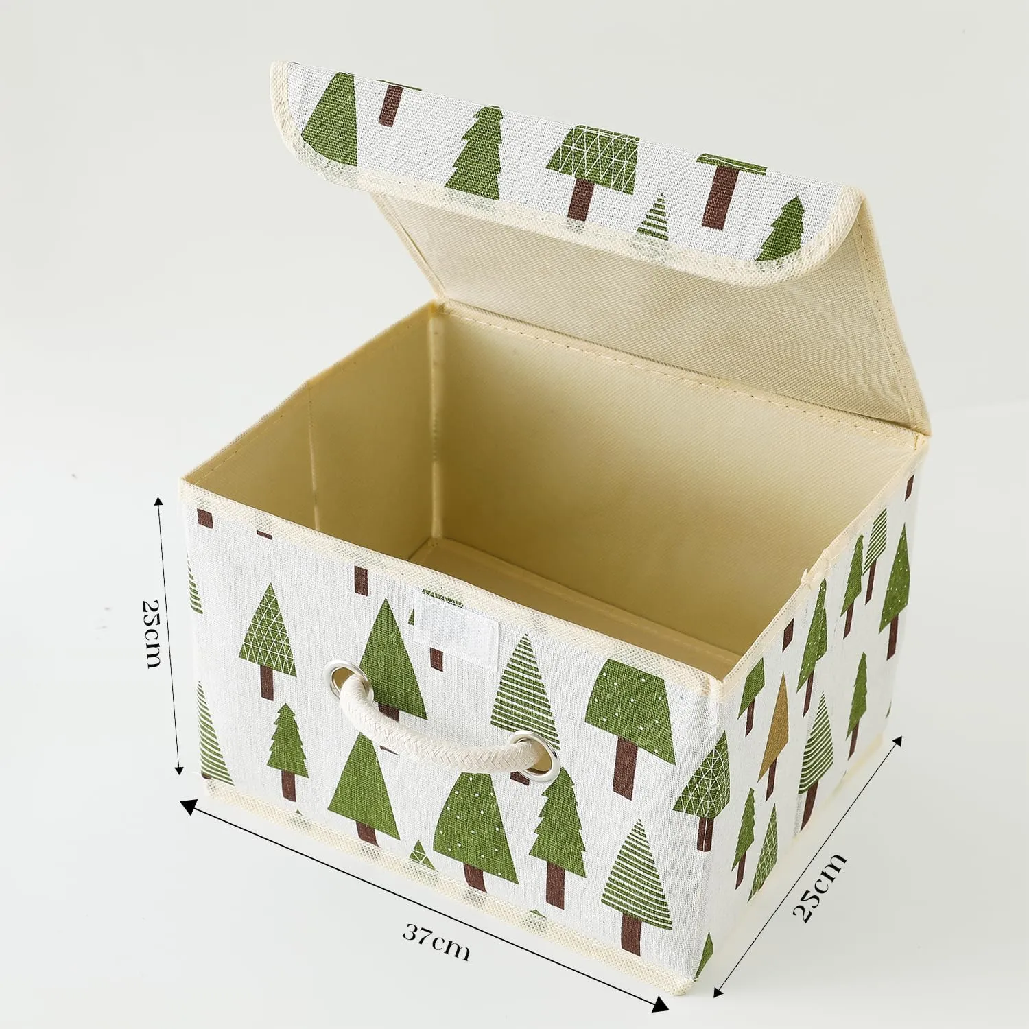 Kuber Industries Large Foldable Storage Box With Lid|Toys Storage Bin|Wardrobe Organizer For clothes|Front Handle & Sturdy Pack Of-3 (Green)