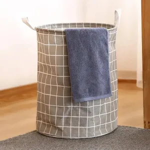 Kuber Industries Pack Of 5 Foldable Storage Basket|Round Toy Storage Bin|Side Grab Handle|Wardrobe, Closet Organizer (Grey)
