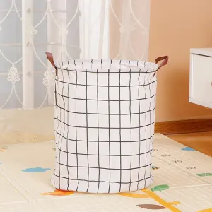 Kuber Industries Pack Of 5 Foldable Storage Basket|Round Toy Storage Bin|Side Grab Handle|Wardrobe, Closet Organizer (White)