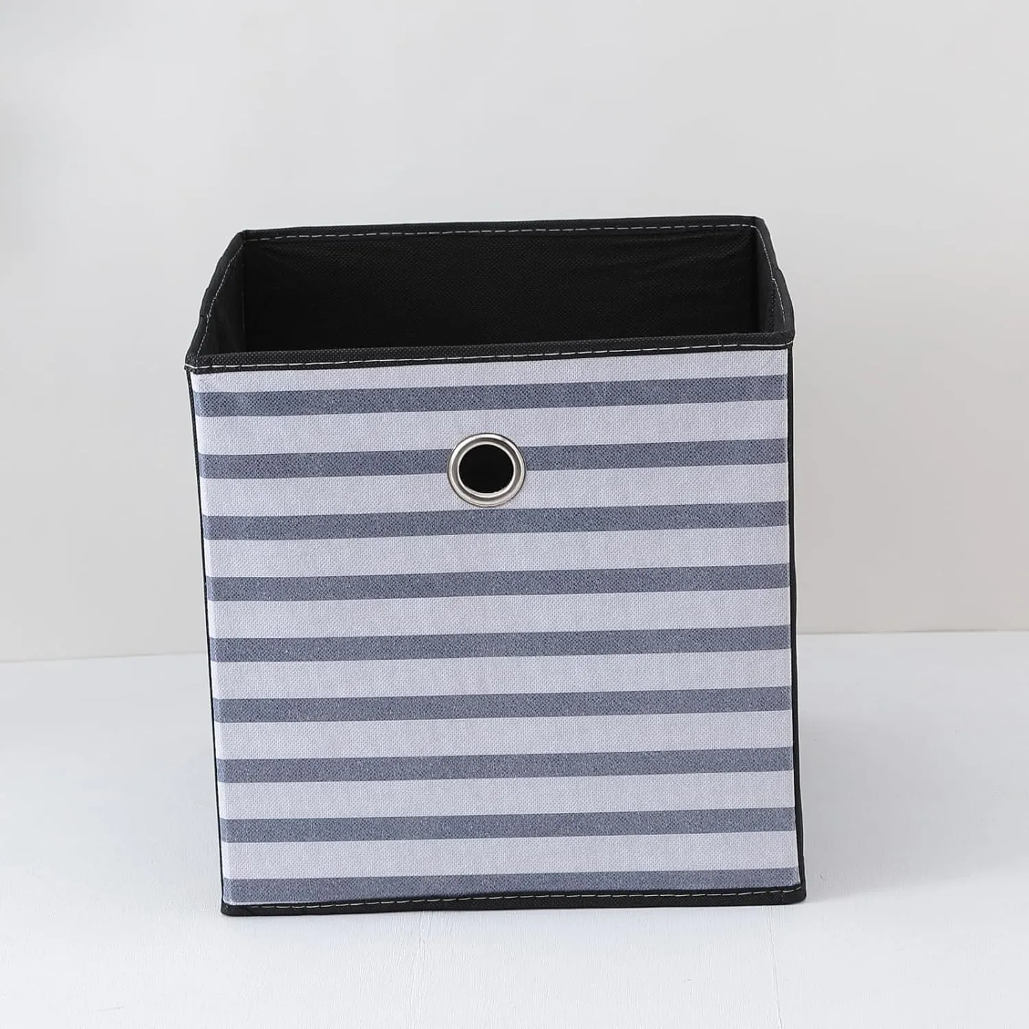 Kuber Industries Pack Of 6 Foldable Storage Basket|Square Toy Storage Bin|Front Grab Handle|Wardrobe, Closet Organizer (Navy Blue)