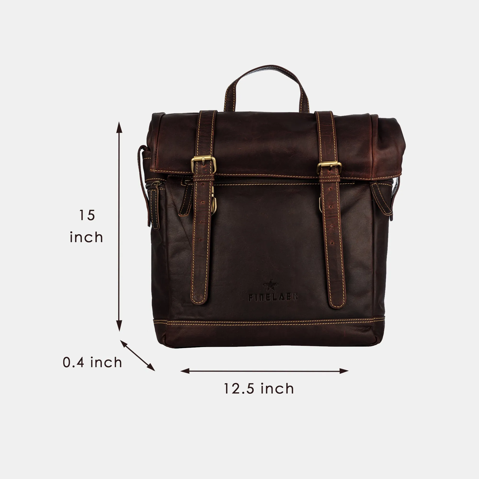 Leather hiking backpack Rolltop