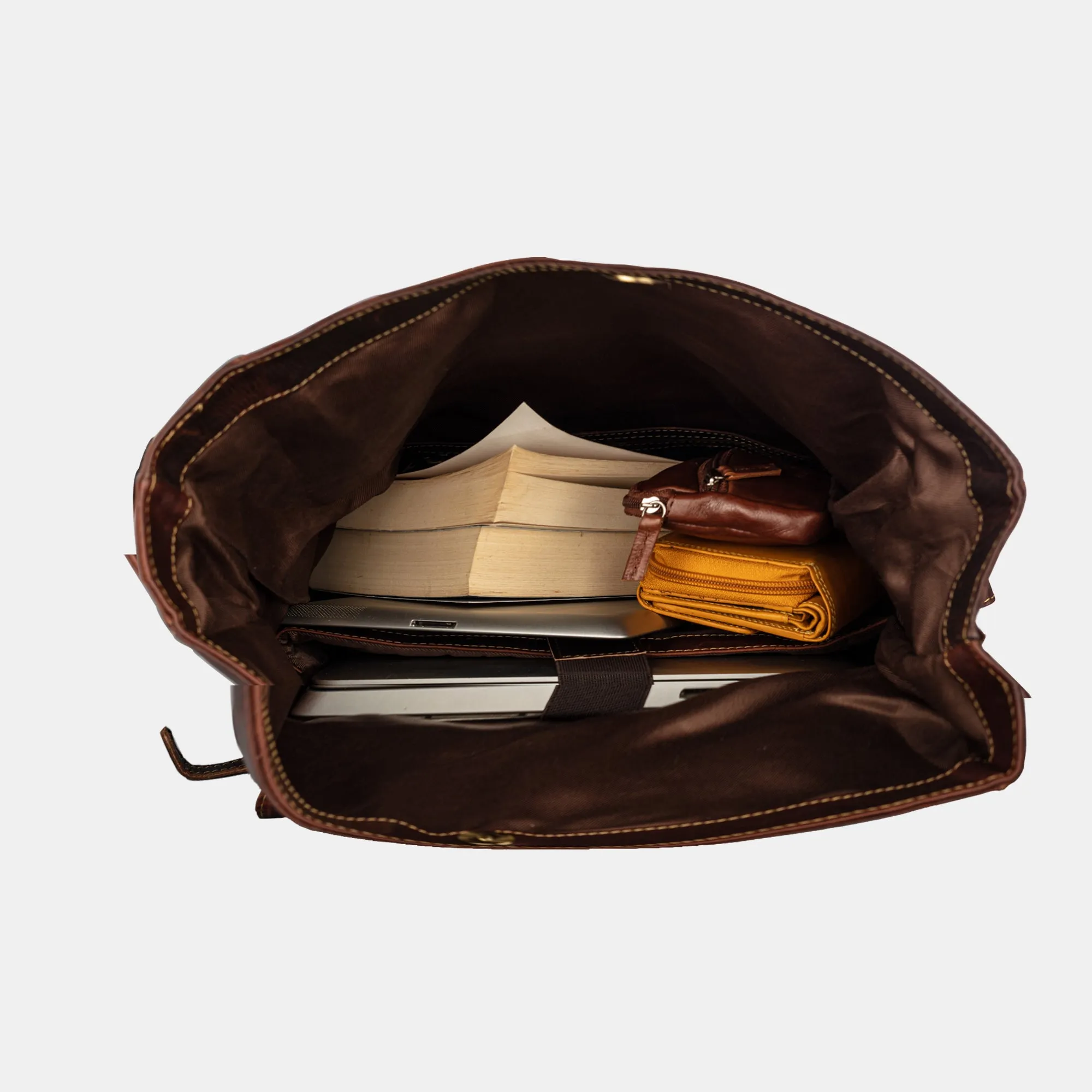 Leather hiking backpack Rolltop