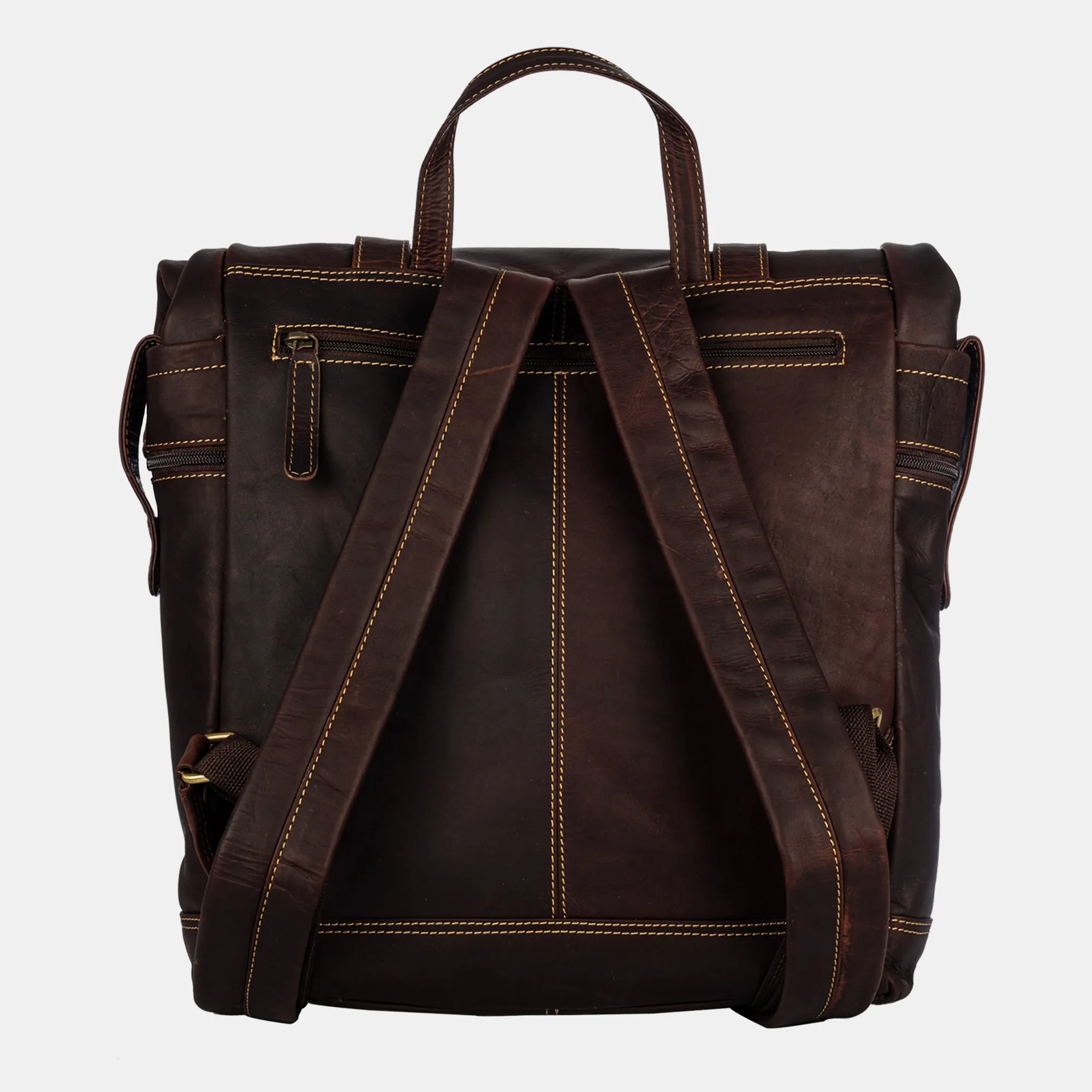 Leather hiking backpack Rolltop