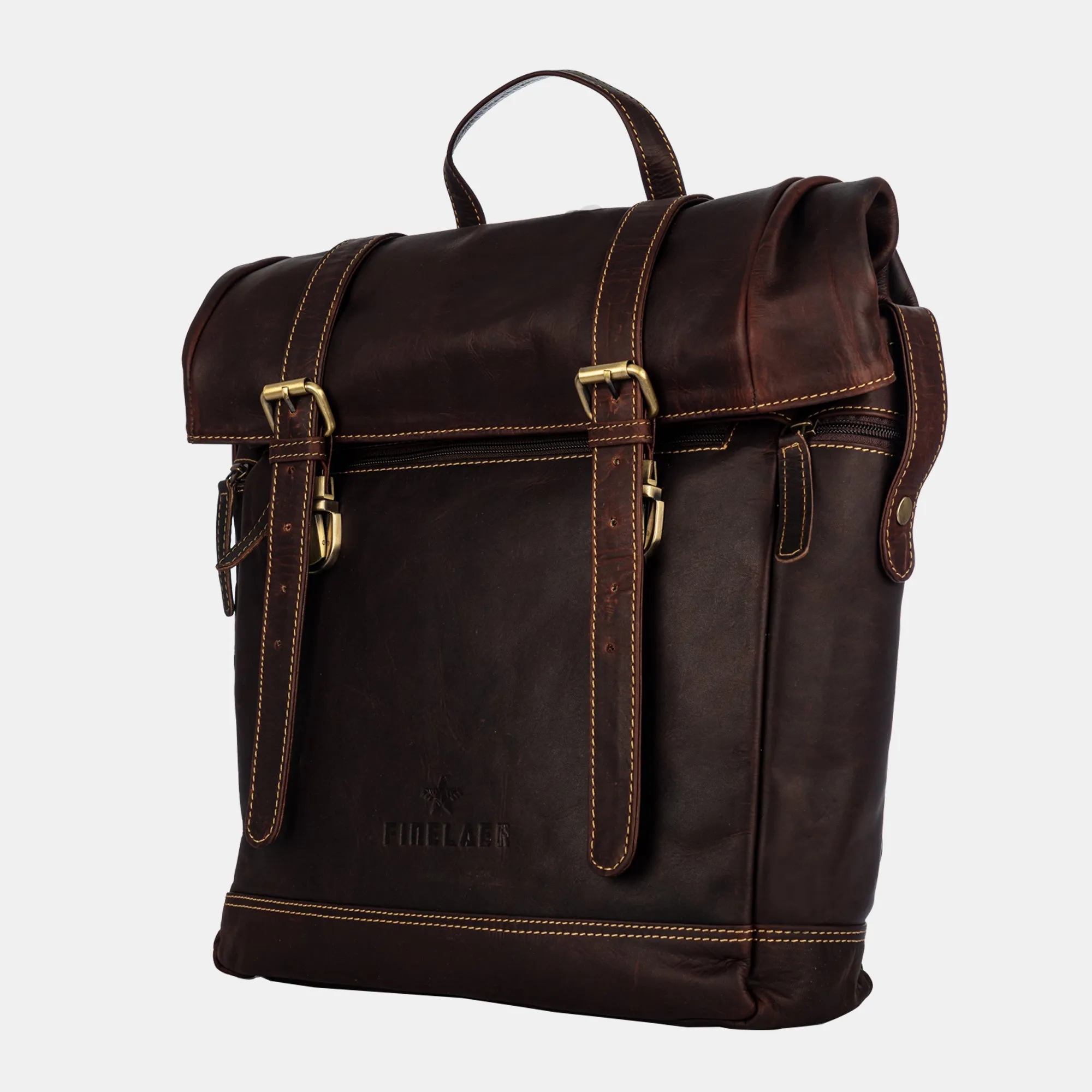 Leather hiking backpack Rolltop