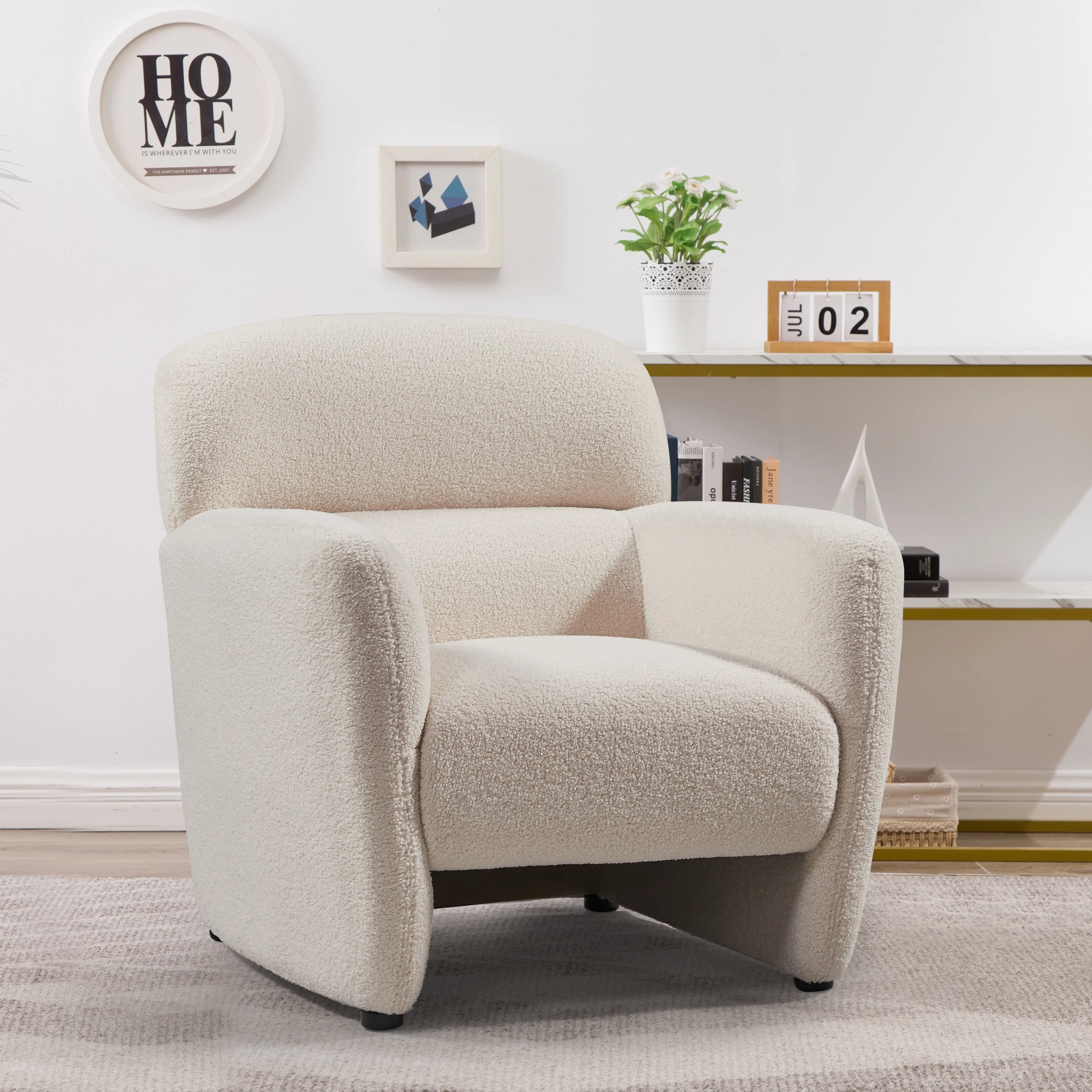 LORCAN Fuzzy White Sofa Seater