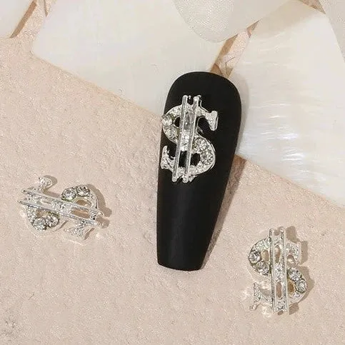 Luxury Diamond Nail Decoration - Silver Alloy Rhinestone Bow