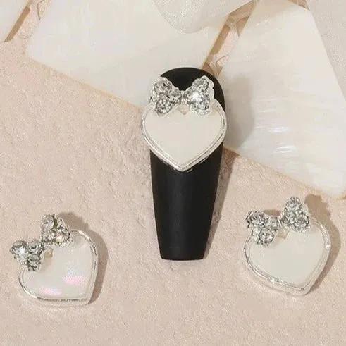 Luxury Diamond Nail Decoration - Silver Alloy Rhinestone Bow