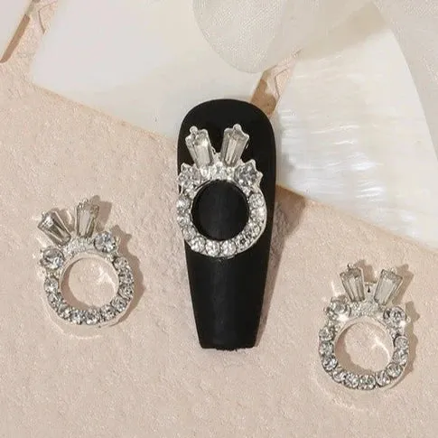 Luxury Diamond Nail Decoration - Silver Alloy Rhinestone Bow
