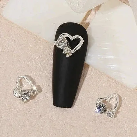 Luxury Diamond Nail Decoration - Silver Alloy Rhinestone Bow