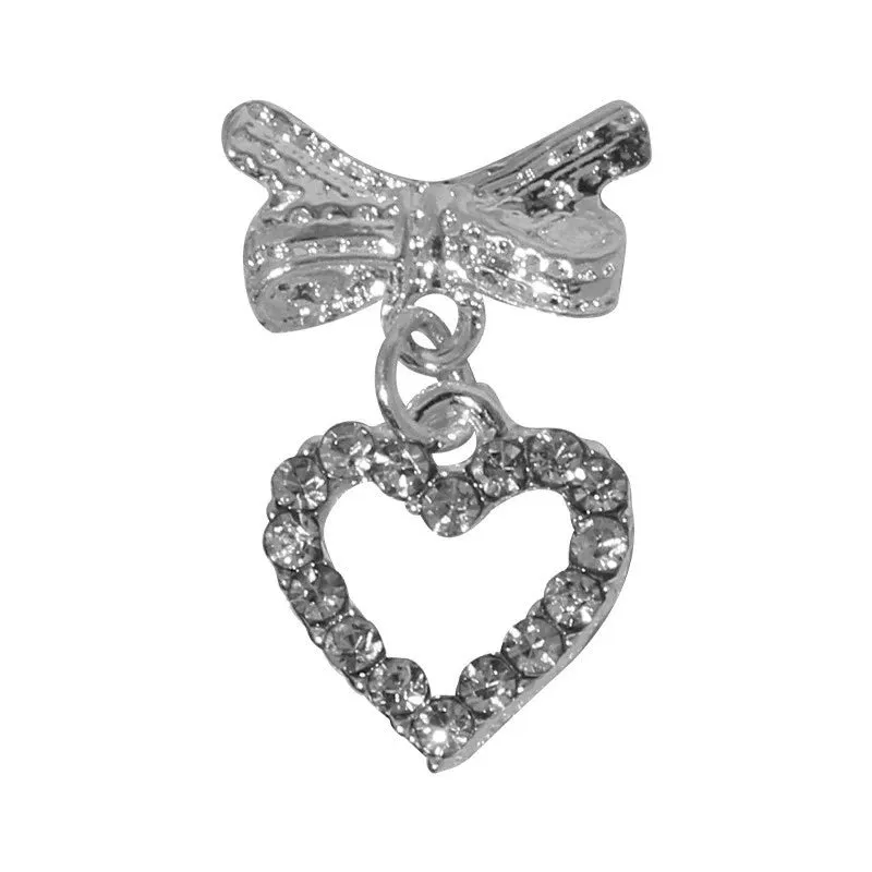 Luxury Diamond Nail Decoration - Silver Alloy Rhinestone Bow