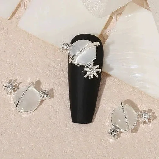 Luxury Diamond Nail Decoration - Silver Alloy Rhinestone Bow
