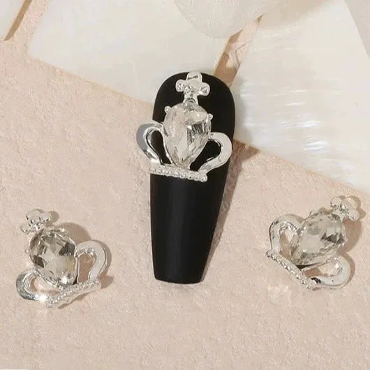 Luxury Diamond Nail Decoration - Silver Alloy Rhinestone Bow
