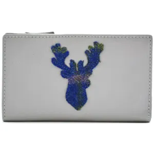 Mala Leather Grey Wishaw Stag Compact Purse