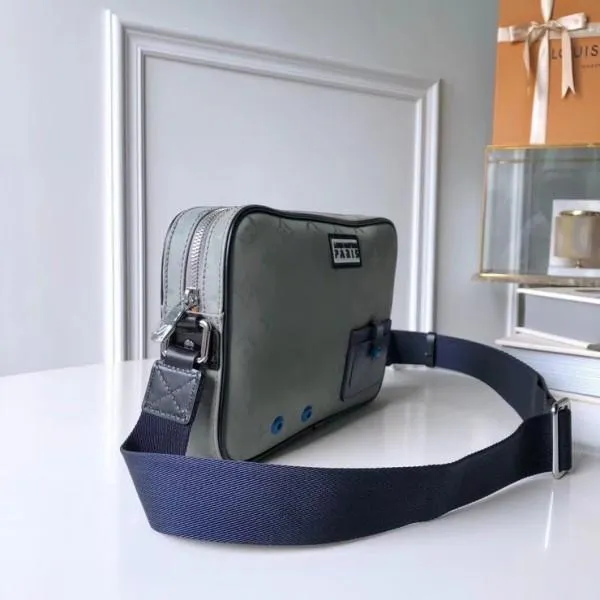 Men&#8217;s Small Messenger Shoulder Bag M43918 Monogram Titanium Canvas/blue 2018