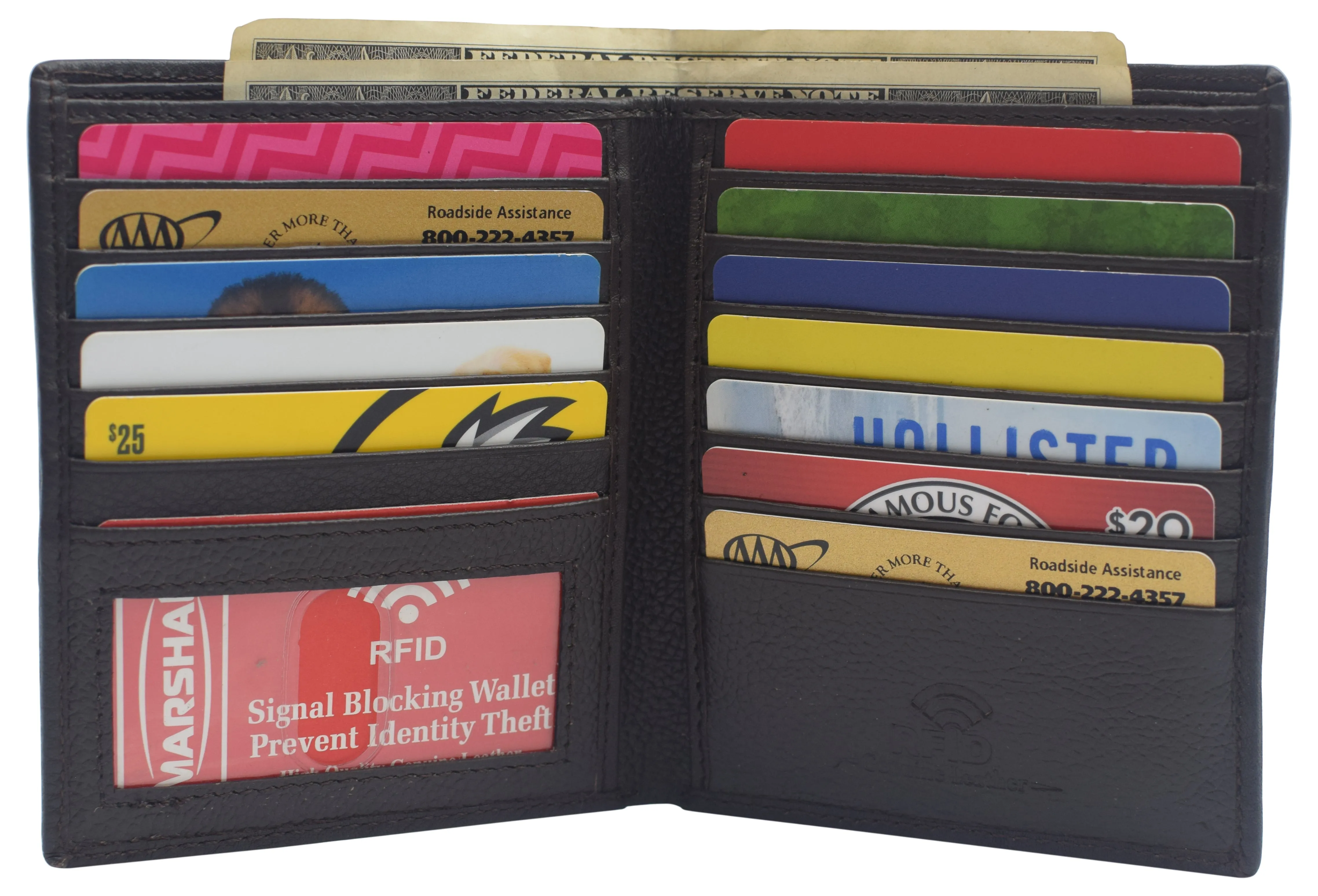 Men's RFID Cow Leather European Bifold Wallet Hipster 1 ID Window by Marshal
