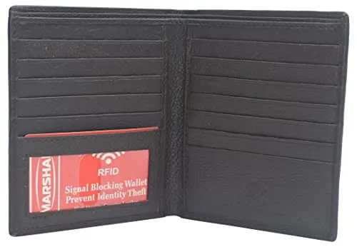 Men's RFID Cow Leather European Bifold Wallet Hipster 1 ID Window by Marshal